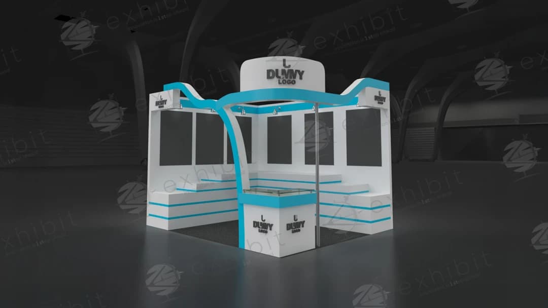 Azure Tier Straight Semi-Island 3x3 Booth