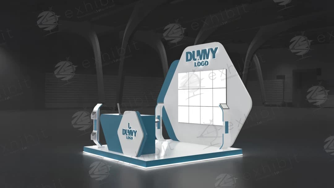 Cerulean Hex Straight Semi-Island 3x3 Booth