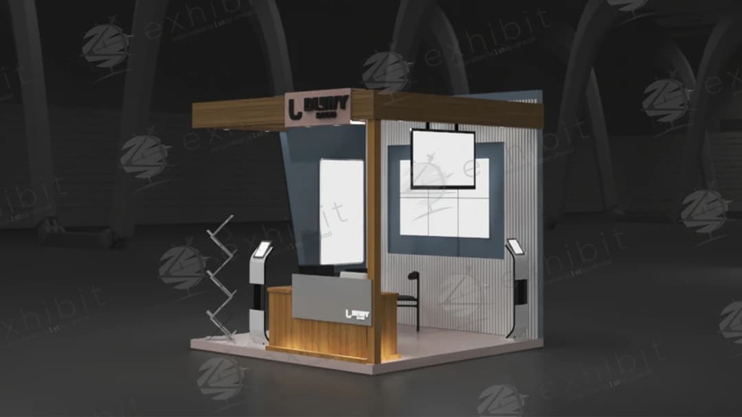 Linear Hearth Straight Semi-Island 3x3 Booth